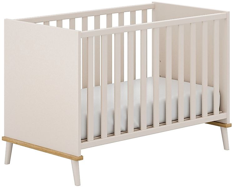 YUNY by PAIDI Babybett "HAZEL 60x120cm in Beige, Kinderbett mit Massivholz" günstig online kaufen