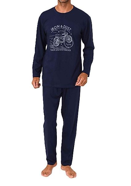 Normann Pyjama Normann Herren langarm Schlafanzug Pyjama mit Frontprint günstig online kaufen