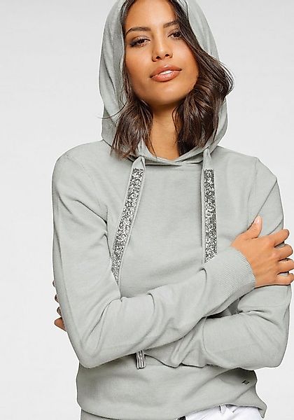 Laura Scott Strickpullover mit Kapuze und glitzernden Bändern günstig online kaufen