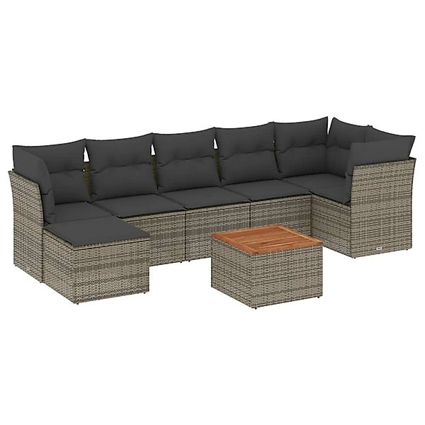 vidaXL 8-tlg Garten-Sofagarnitur mit Kissen Grau Poly Rattan Modell 95 günstig online kaufen