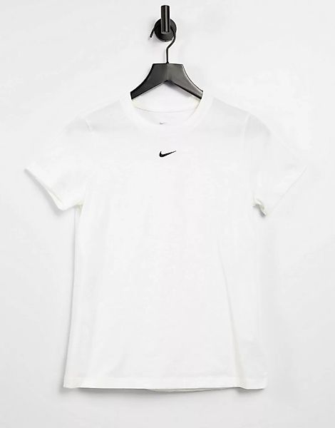 Nike – T-Shirt mit kleinem Swoosh-Logo in Weiß günstig online kaufen
