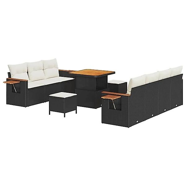 vidaXL Gartensofa-Set mit Kissen 13 Stk Schwarz und Creme Poly-Rattan 33650 günstig online kaufen