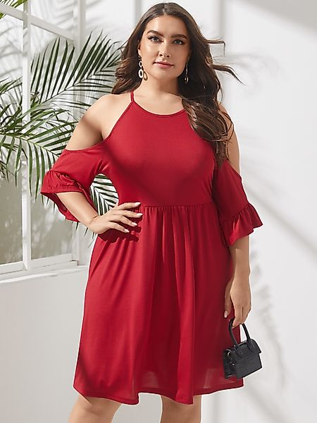 YOINS Plus Größe Cold Shoulder Halbarm Kleid günstig online kaufen
