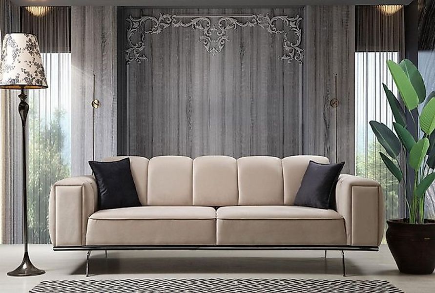 Xlmoebel Sofa Dreisitzer Luxus Stoffcouch in Beige - Polstersofa mit 3 Sitz günstig online kaufen