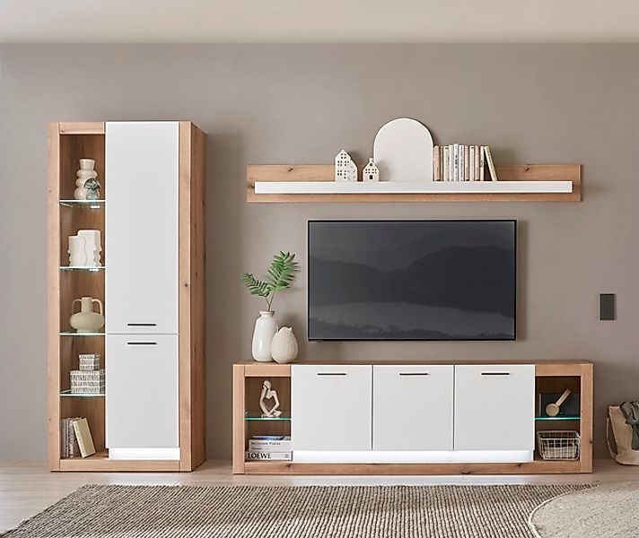 INOSIGN Wohnwand »Brixen, moderne Anbauwand, Wohnzimmer-Set, Eiche Evoke De günstig online kaufen