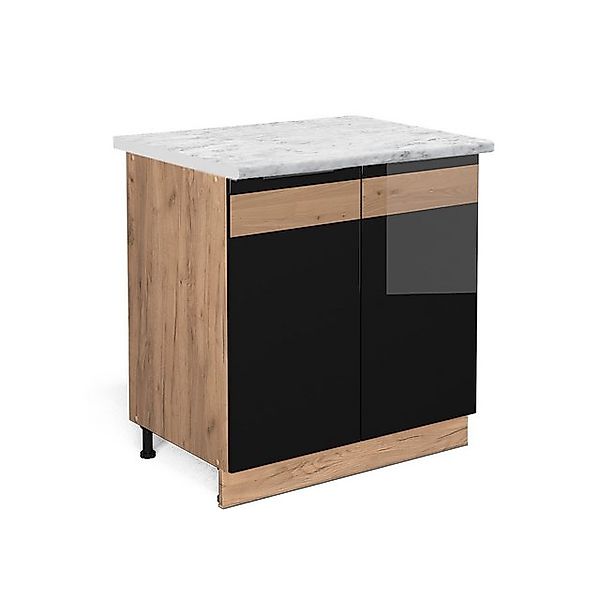 Vicco Spülenunterschrank Fame-Line Schwarz Eiche hochglanz/Goldkraft Eiche günstig online kaufen