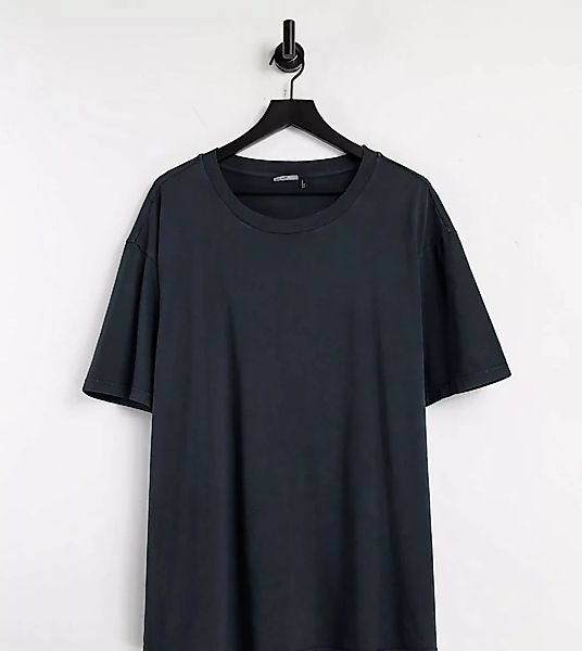 ASOS DESIGN Curve – Oversize-T-Shirt in verwaschenem Schwarz-Grau günstig online kaufen
