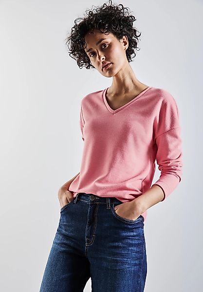 STREET ONE Langarmshirt, aus elastischem Materialmix günstig online kaufen