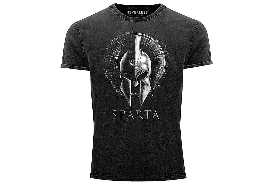 Neverless Print-Shirt Herren Vintage Shirt Aufdruck Sparta Helm Krieger War günstig online kaufen