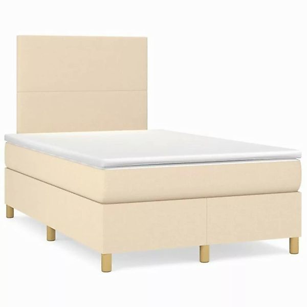 vidaXL Boxspringbett Boxspringbett mit Matratze Creme 120x200 cm Stoff Bett günstig online kaufen