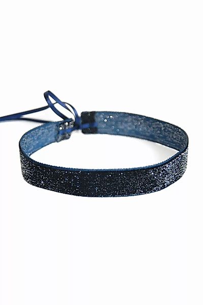 Mondin STARRY VELVET NIGHT BLUE - Samt-Glitter-Halsband Hals- und Armschmuc günstig online kaufen