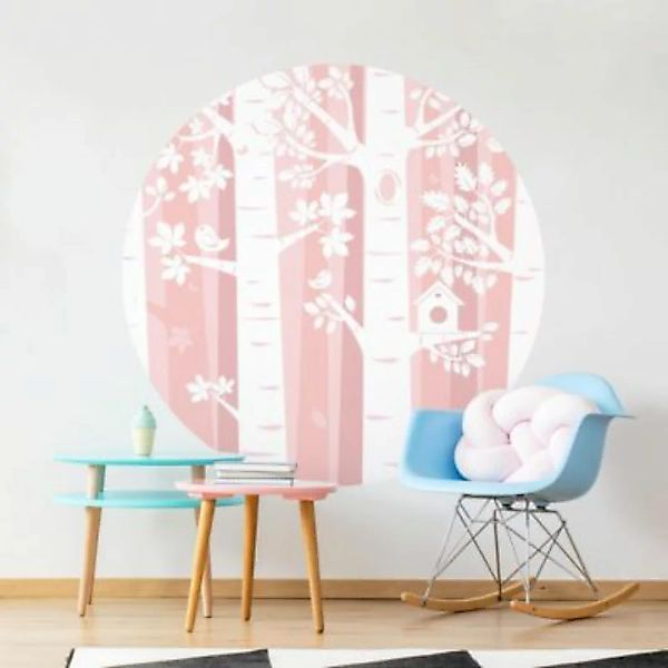 Bilderwelten Runde Tapete selbstklebend Kinderzimmer Bäume im Wald Rosa ros günstig online kaufen
