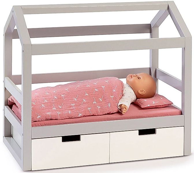 MUSTERKIND® Puppenbett Puppen-Hausbett Viola, grau/weiß, aus Holz günstig online kaufen