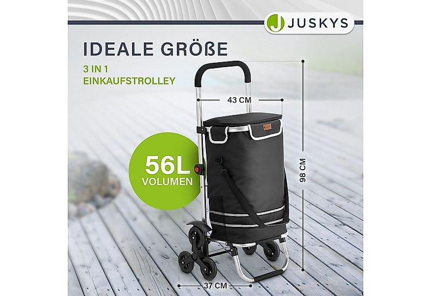 Juskys Einkaufstrolley 3in1, 56 l, mit Treppensteiger (6 Rollen), klappbar günstig online kaufen