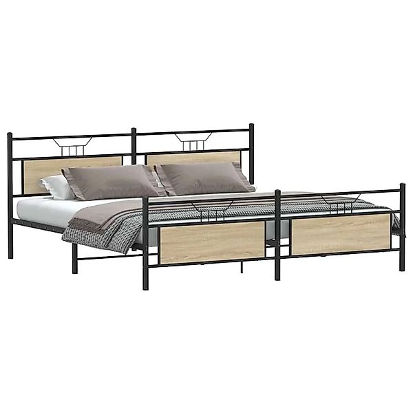 vidaXL Metallbett ohne Matratze Sonoma-Eiche 193x203 cm 3325100 günstig online kaufen