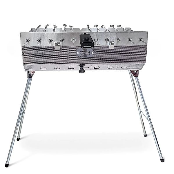 Grillpeter Mangal Set Taschkent 11er Drehspieß 230V Motor Spieße günstig online kaufen