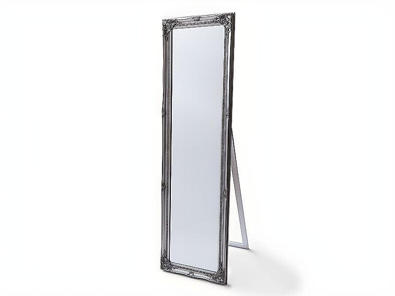 Standspiegel mit Stuck - 50 x 170 cm - Eukalyptusholz - Silberfarben - ELVI günstig online kaufen