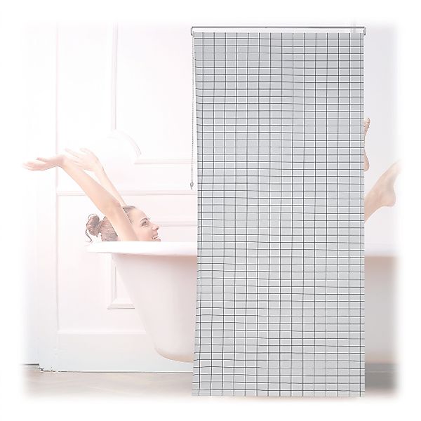 relaxdays Duschrollo Kariertes Duschrollo Breite 120 günstig online kaufen