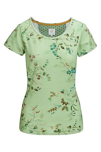 Pip Studio Tilly Kawai Flower Kurzarmshirt Loungewear 3 38 grün günstig online kaufen