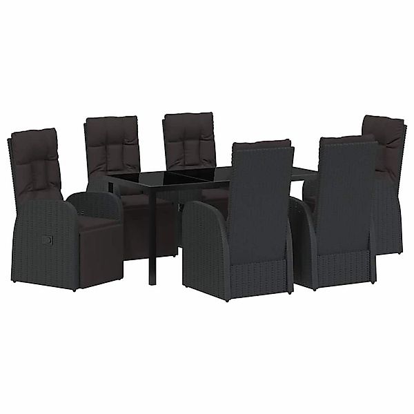 vidaXL Garten Essgruppe mit Kissen 7-Tlg Schwarz Poly Rattan 3379517 günstig online kaufen