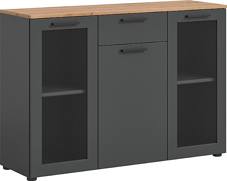 INOSIGN Sideboard »SALKIN, Breite 120cm, 3 Türen (2 mit ESG-Ornamentglas), günstig online kaufen