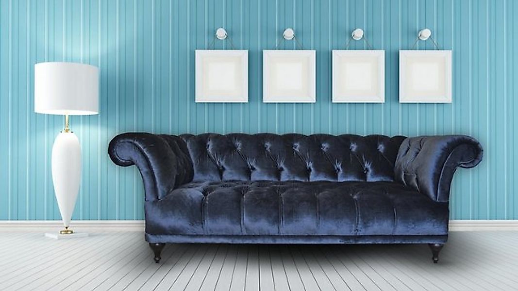 Xlmoebel 3-Sitzer Blau Chesterfield-Sofa Polster Designer Couch Textil, 1 T günstig online kaufen