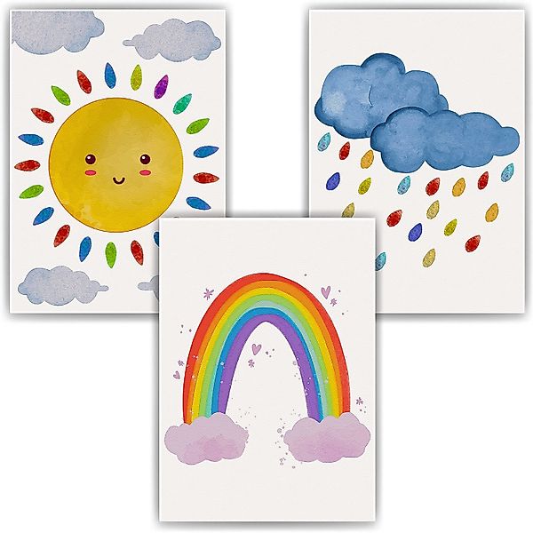 Tigerlino Poster Wolken Sonne Regenbogen 3er günstig online kaufen