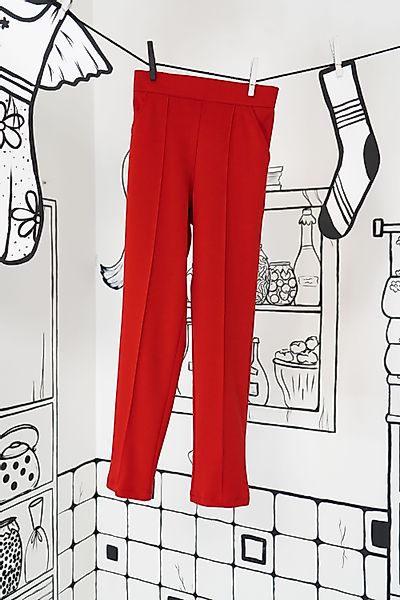 LEMONI Jerseyhose Elegante rote Hose für günstig online kaufen