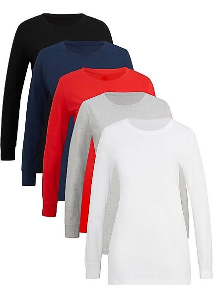 bonprix Longshirt (Packung, 5-tlg) Langarm, aus reiner Baumwolle, mit abges günstig online kaufen
