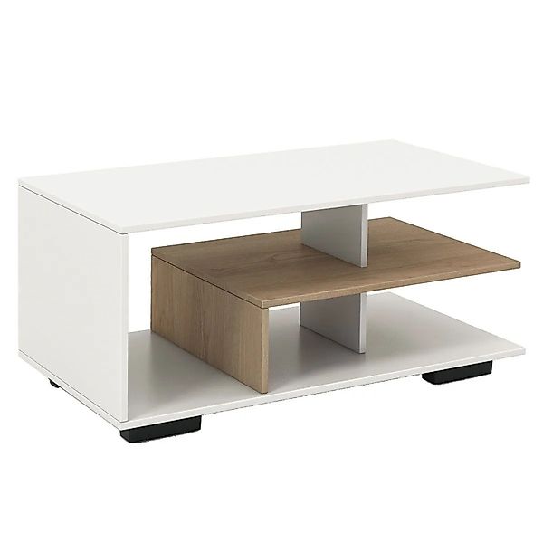 Costway Couchtisch mit Stauraum Rechteckiger Wohnzimmertisch Weiß günstig online kaufen