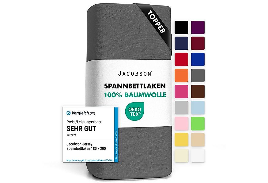 Jacobson Spannbettlaken TOPPER aus 100% Baumwolle, Jersey Bettlaken 160 g/m günstig online kaufen