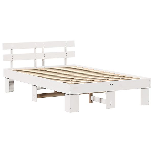 vidaXL Bett Bettgestell mit Kopfteil Weiß günstig online kaufen