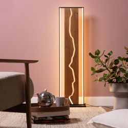 LED Stehleuchte Thunder in Schwarz und Braun 18W 2300lm günstig online kaufen