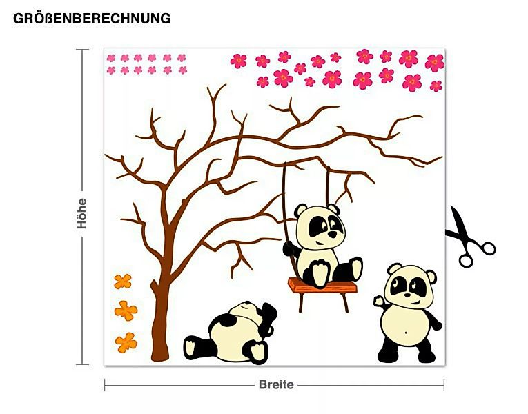 Wandtattoo Kinderzimmer Pandafreunde schaukeln am Ast günstig online kaufen