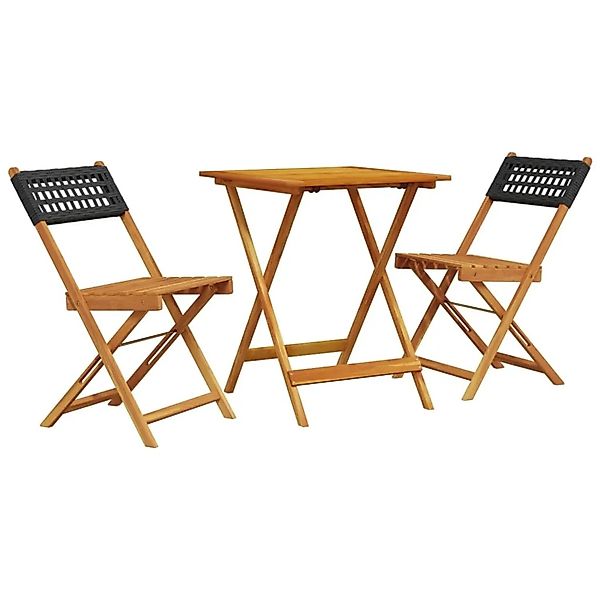 vidaXL 3-tlg Bistro-Set Schwarz Poly Rattan und Massivholz Modell 3 günstig online kaufen