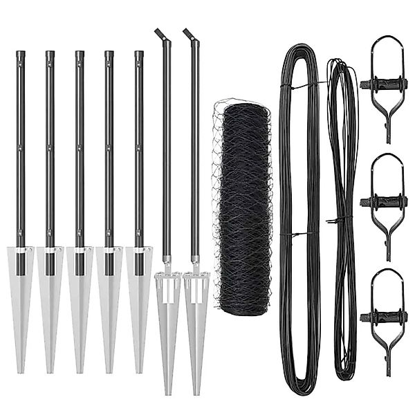 vidaXL Zaunpfosten Grau 10 x 0,8 m 50 mm Masche Stahl und PVC 3353198 günstig online kaufen