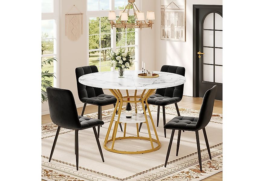 Flieks Esstisch runder Tisch mit Ablagen Marmoroptik (100x76 cm, 1-St., 1 T günstig online kaufen