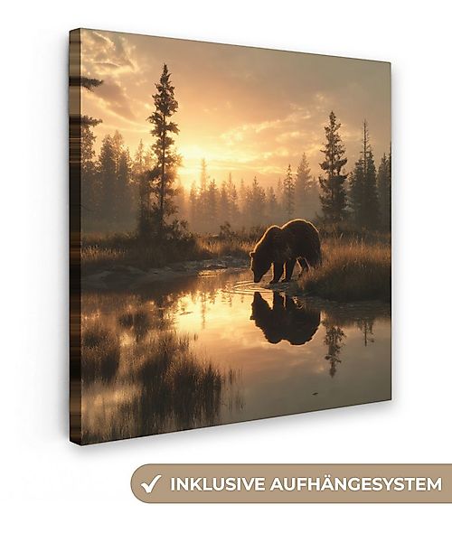 OneMillionCanvasses® Leinwandbild Bär - Wasser - Wald - Morgenlicht, Fotodr günstig online kaufen