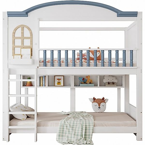 SeedWave Etagenbett Kinderbetten mit 4 offenen Fächern und Sicherheitsgitte günstig online kaufen