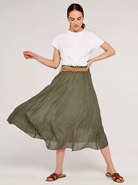 Apricot Midirock Shimmer Crinkle Belted Skirt, (2-tlg., Flechtgürtel) mit F günstig online kaufen