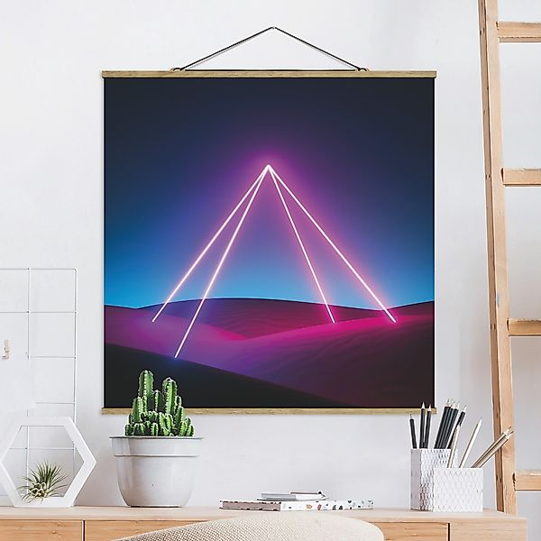 Stoffbild Neonlichtpyramide günstig online kaufen