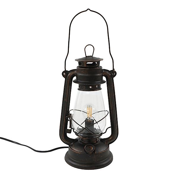 Lindby Tischlampe Laterne Raisa 9624812 Retro Vintage Antik in Braun aus Me günstig online kaufen