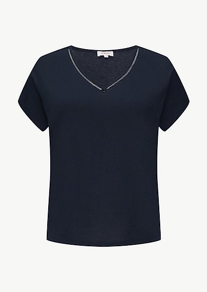 s.Oliver Shirttop T-Shirt im Relaxed Fit mit Stickerei am V-Ausschnitt Spit günstig online kaufen