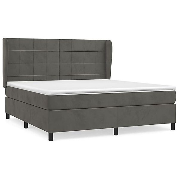 vidaXL Boxspringbett, Boxbett mit Matratze Dunkelgrau 160x200 cm Samt günstig online kaufen