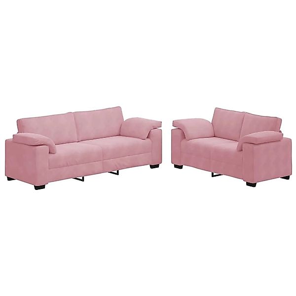 vidaXL 2-Teiliges Sofa-Set mit Kissen Rosa Samt 3324752 günstig online kaufen