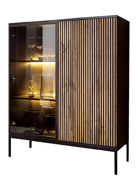 Compleo Vitrine LINO mit gerifflete Front, Loft stil, 2 Türen günstig online kaufen