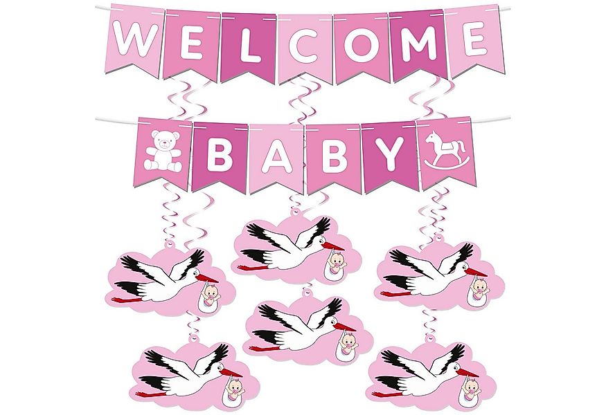 BRUBAKER Girlande Welcome Baby Wimpelkette für Jungen und Mädchen mit Storc günstig online kaufen