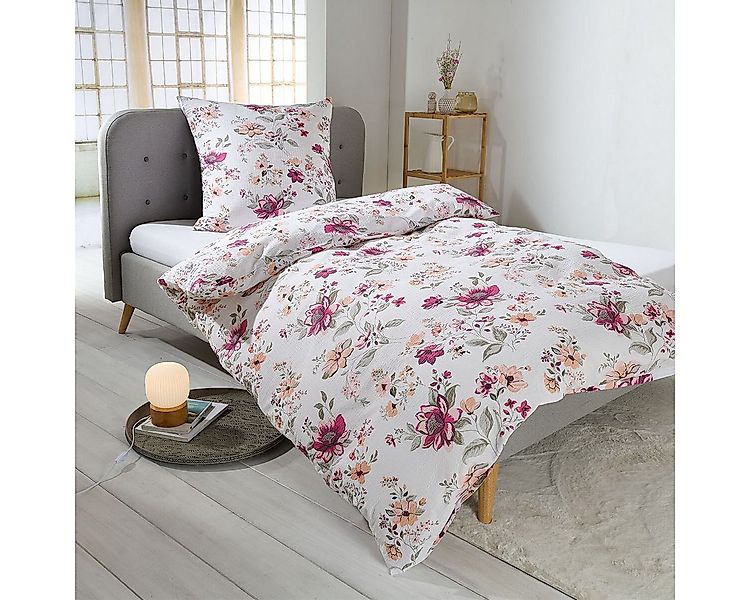 TRAUMSCHLAF Bettwäsche Fleur, Seersucker, 3 teilig, ideale Sommerbettwäsche günstig online kaufen