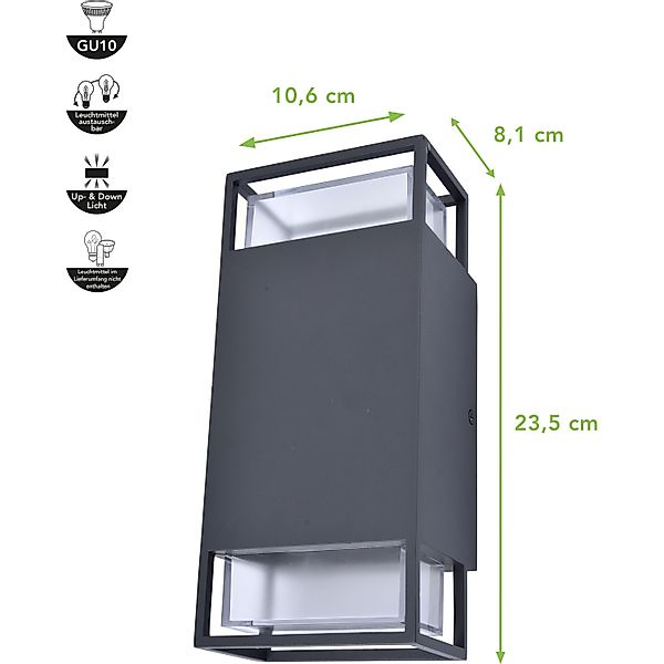 LUTEC Außen-Wandleuchte "RIDGE" GU10 1 Stk. günstig online kaufen