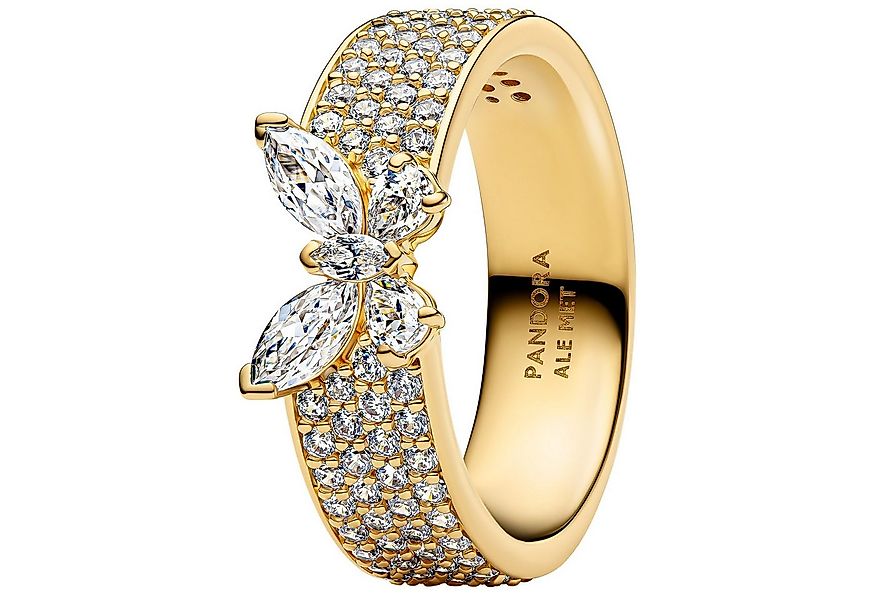 Pandora Fingerring DamenFunkelnderbreit Goldfarben günstig online kaufen